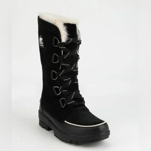 Sorel Tivoli IV Tall Outdry Waterproof Lace Up Boots Women Size 8 Black